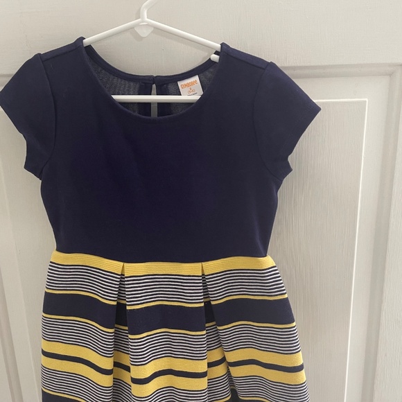 Gymboree Size 5/6 Dress Navy Blue Yellow Striped - Picture 6 of 8